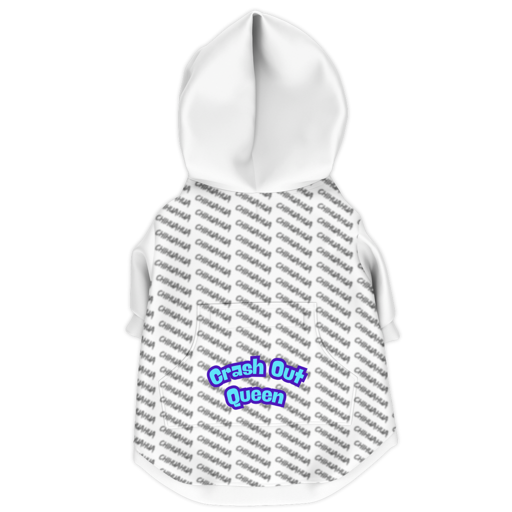 Chihuahua Crash Out Hoodie | Recycled Fiber | Queen - White