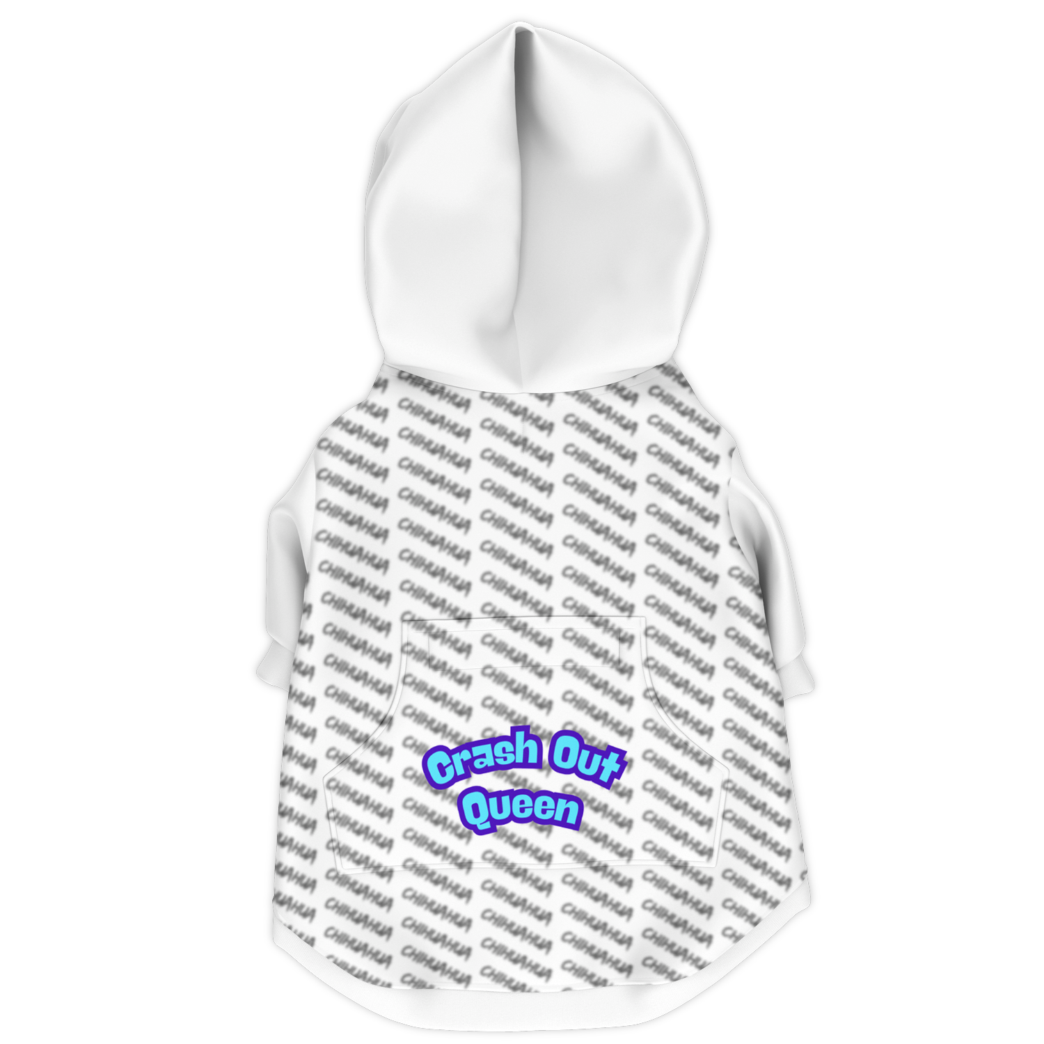Chihuahua Crash Out Hoodie | Recycled Fiber | Queen - White