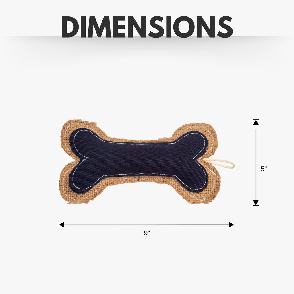 Jute & Leather Bone Dog Toy | Durable Denim Textured Chew for Small Dogs | Country Living