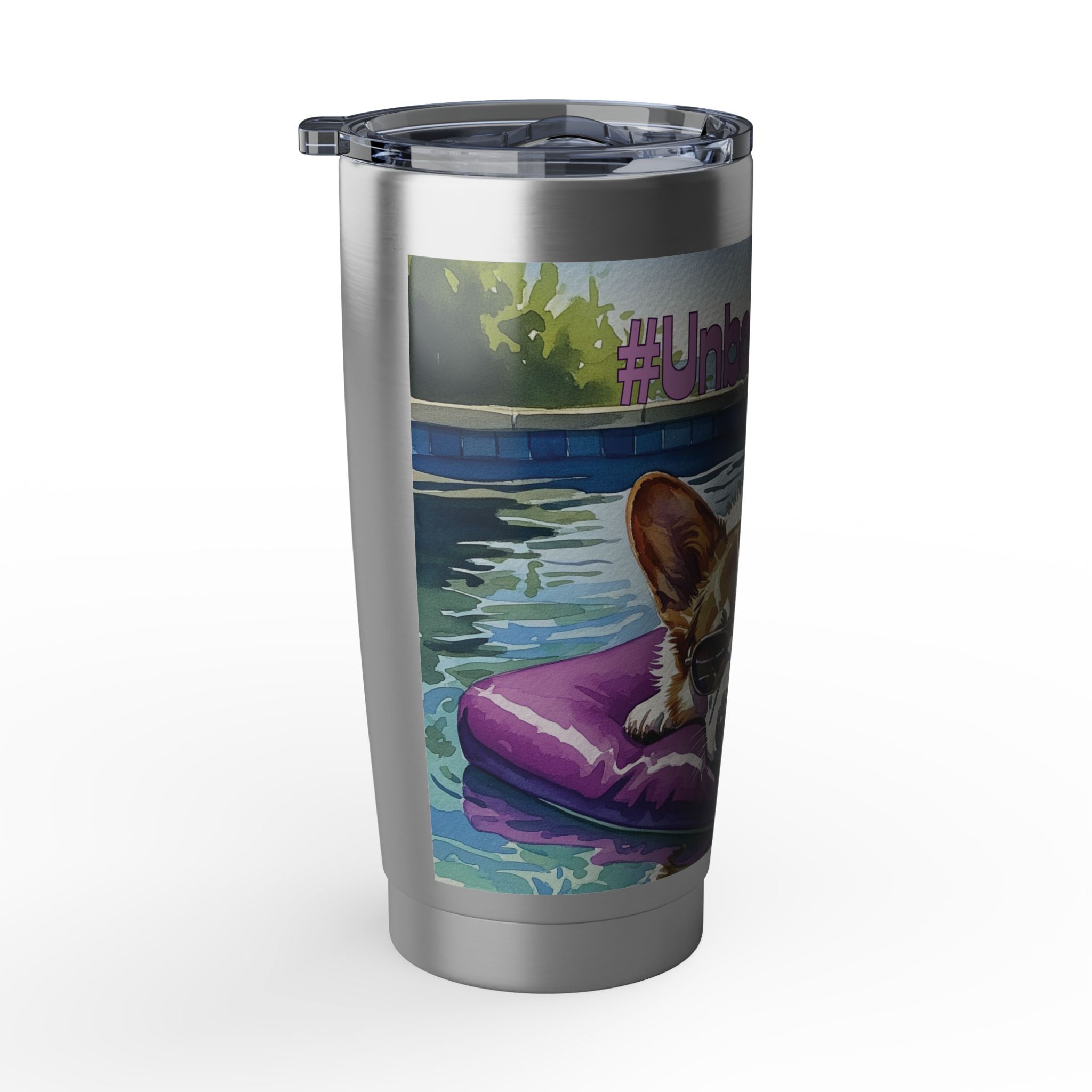 #unbothered" Corgi Poolside Tumbler - 20oz