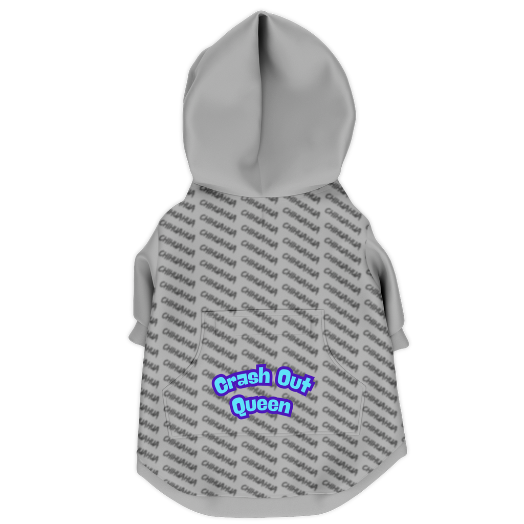 Chihuahua Crash Out Hoodie | Recycled Fiber | Queen - Lt Grey