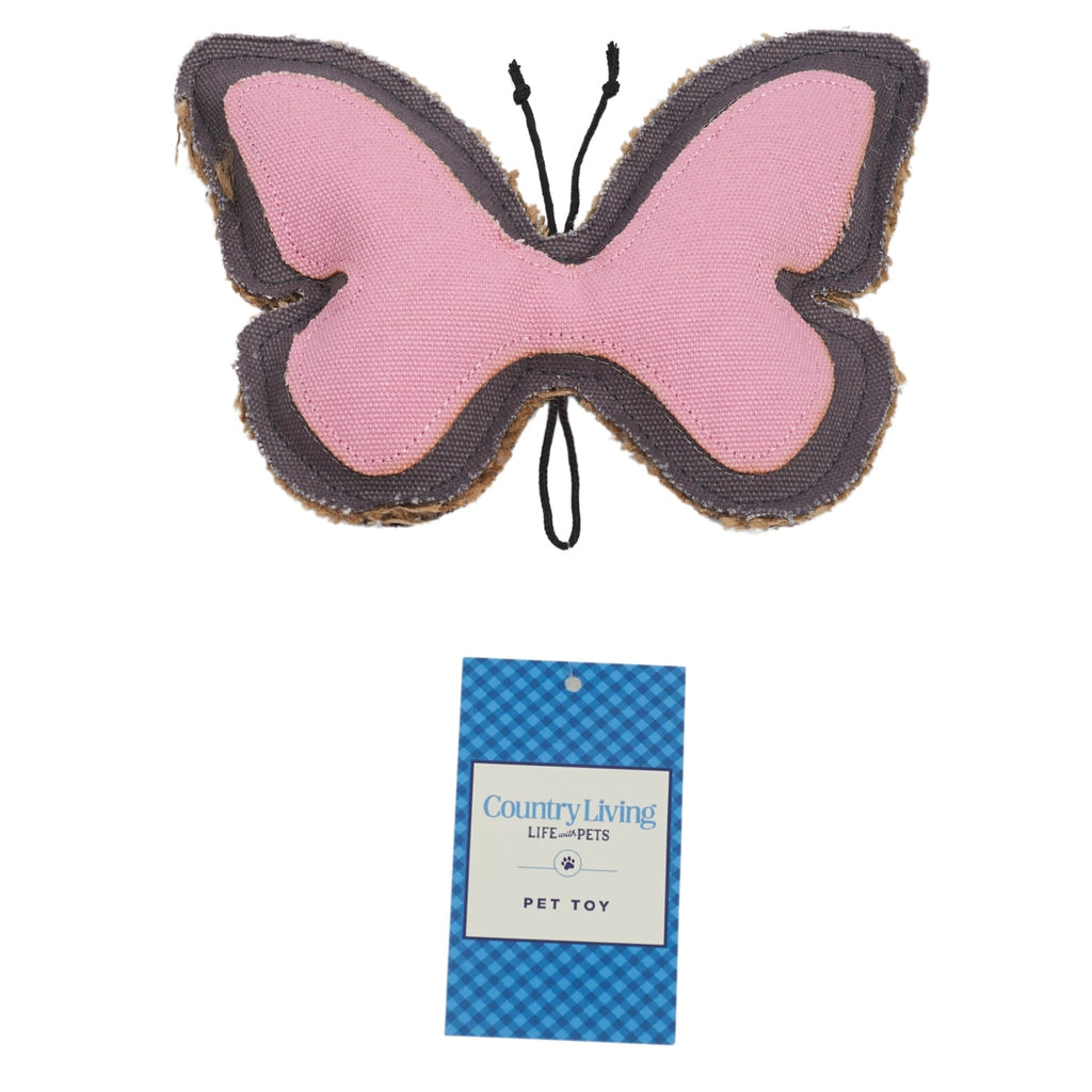 Jute & Canvas Butterfly Dog Toy | Durable Natural Fiber Chew for Small Dogs | by Country Living