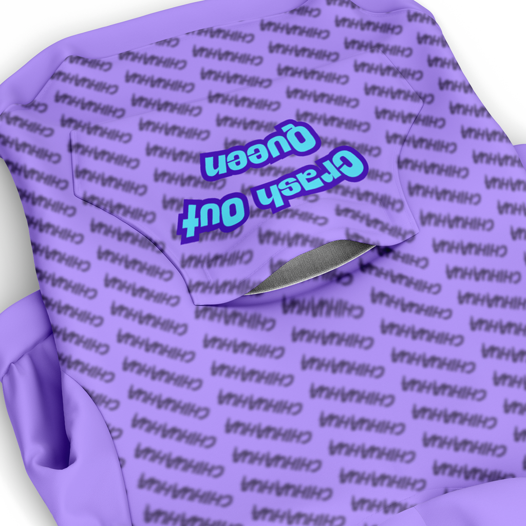Chihuahua Crash Out Hoodie | Recycled Fiber | Queen - Lt Purple
