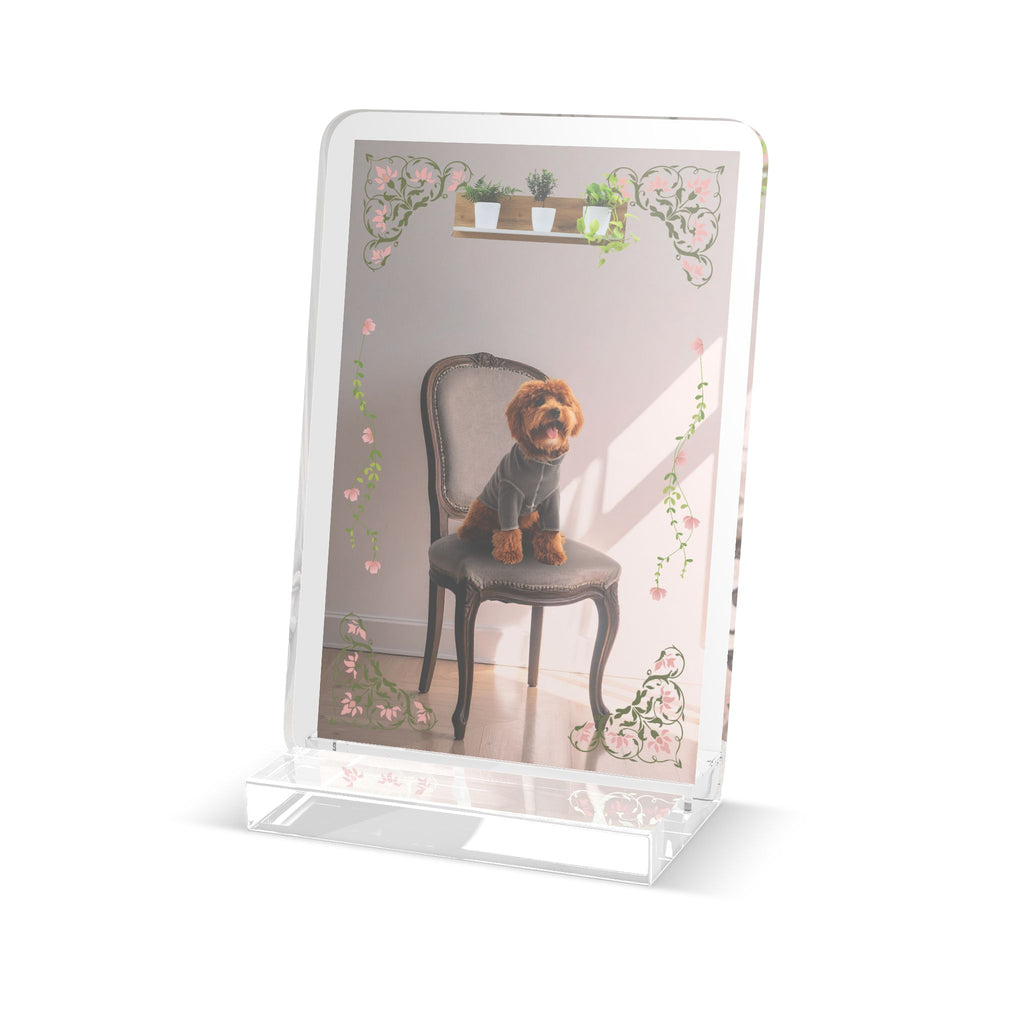 Floral Border Custom Portrait Memento - 6in Tall - Acrylic
