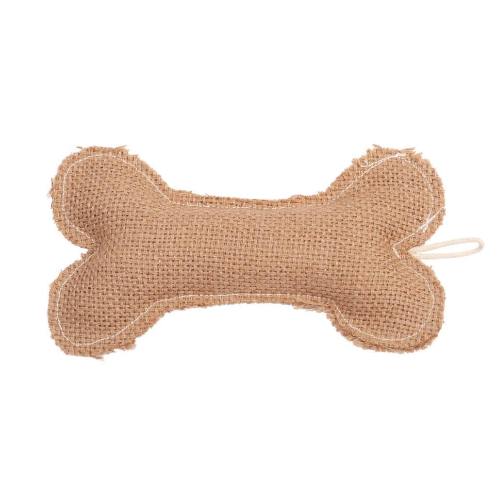 Jute & Leather Bone Dog Toy | Durable Denim Textured Chew for Small Dogs | Country Living