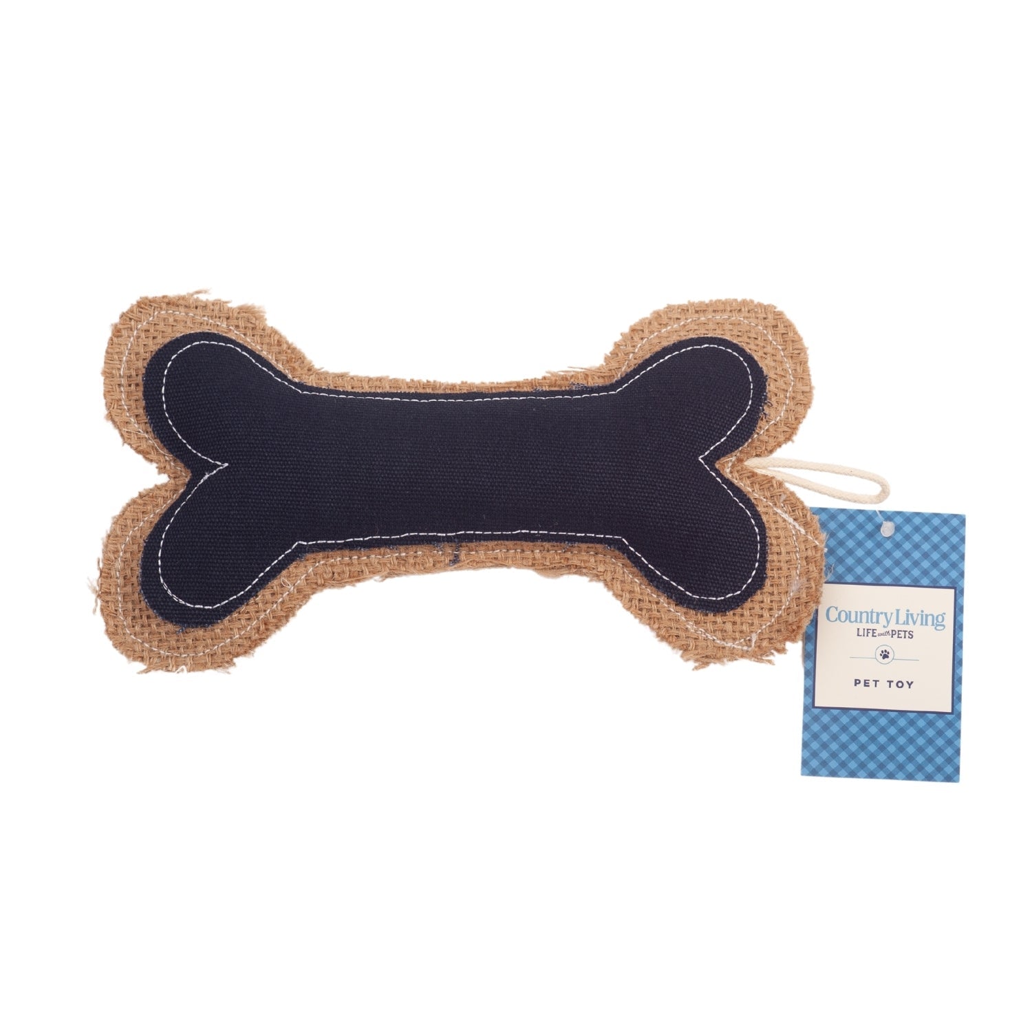 Jute & Leather Bone Dog Toy | Durable Denim Textured Chew for Small Dogs | Country Living
