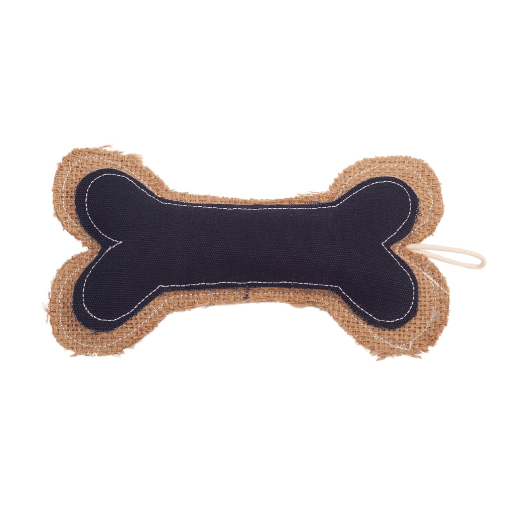 Jute & Leather Bone Dog Toy | Durable Denim Textured Chew for Small Dogs | Country Living