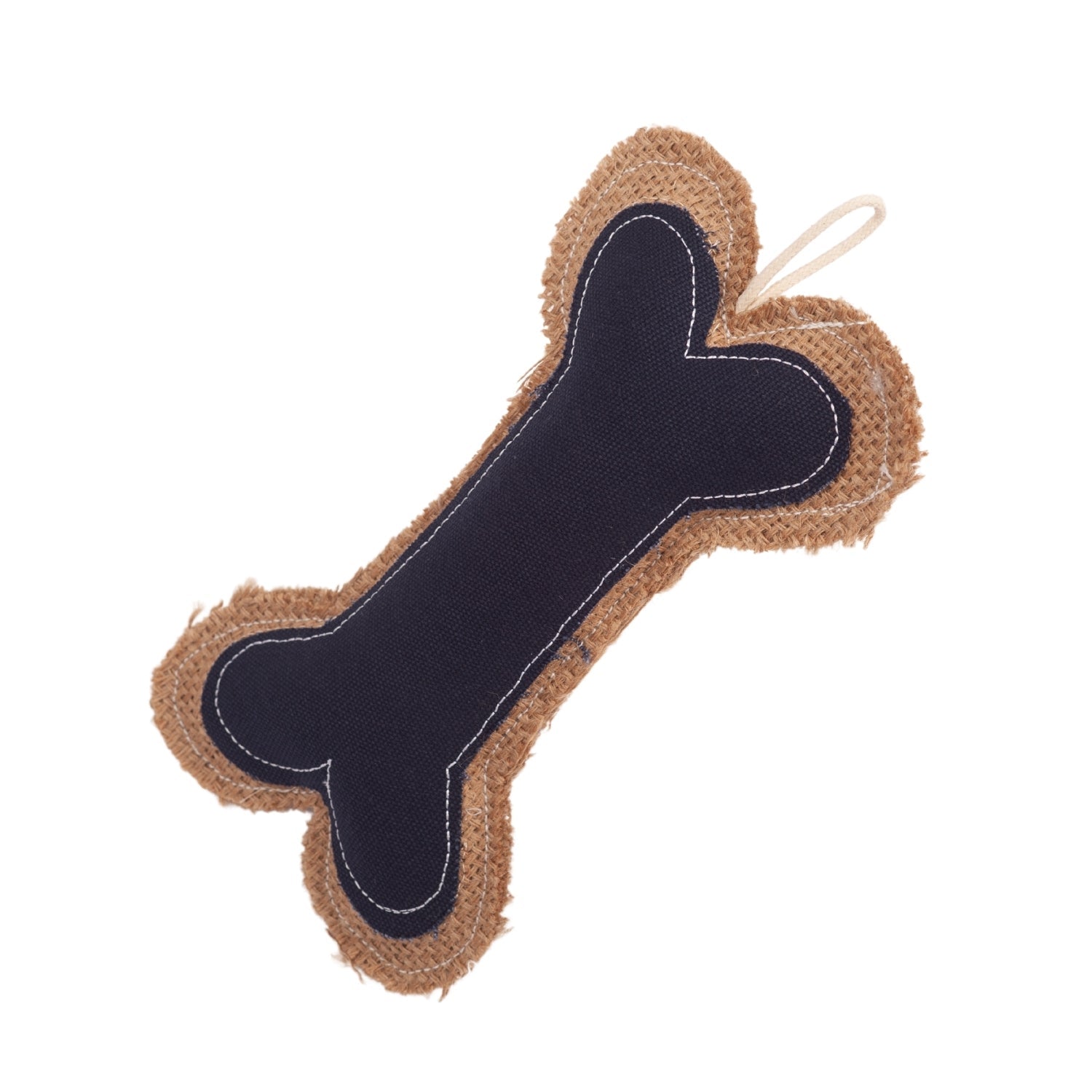 Jute & Leather Bone Dog Toy | Durable Denim Textured Chew for Small Dogs | Country Living