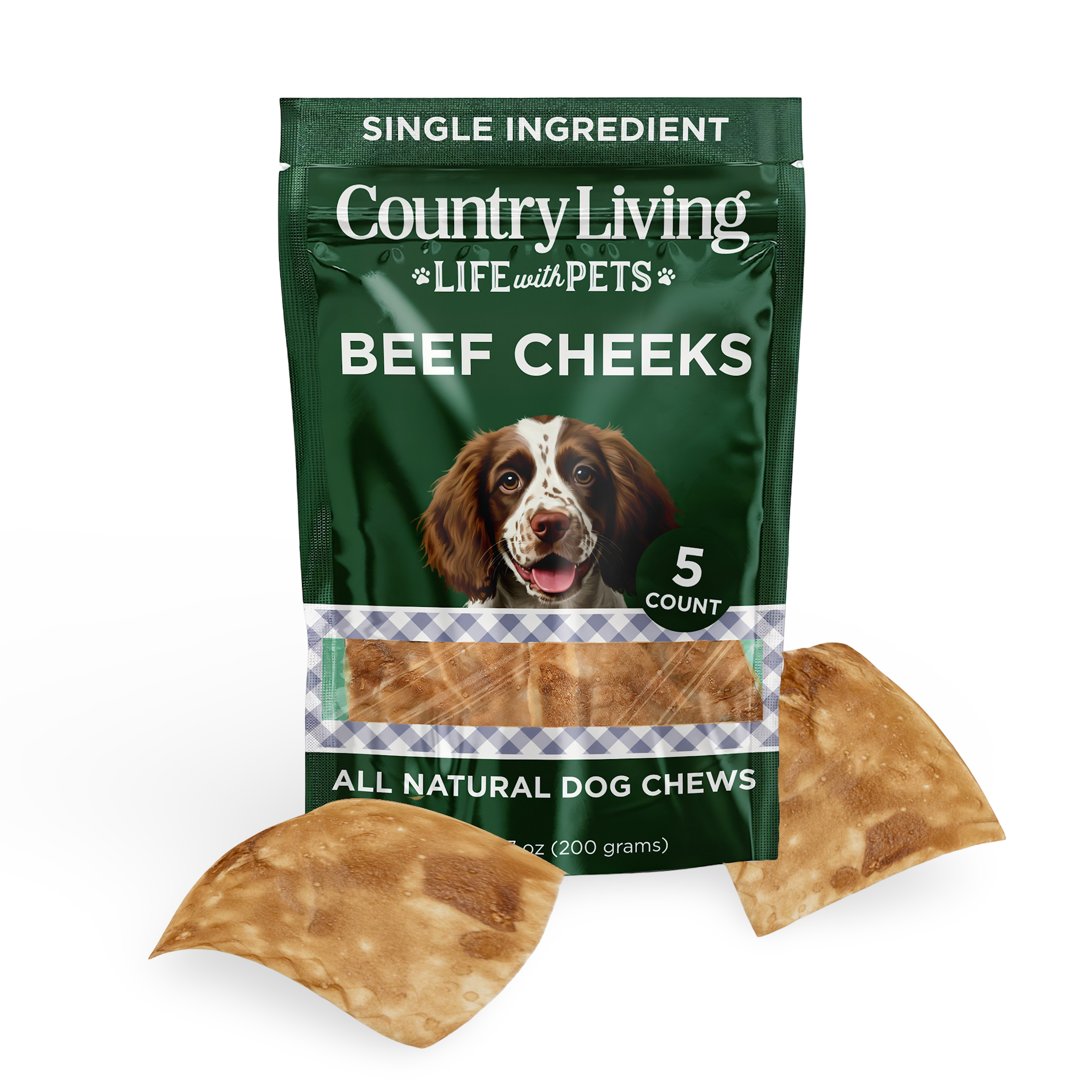 Small Beef Cheek Chews: Chicken Flavored | 5 Ct | Long-Lasting | by Country Living