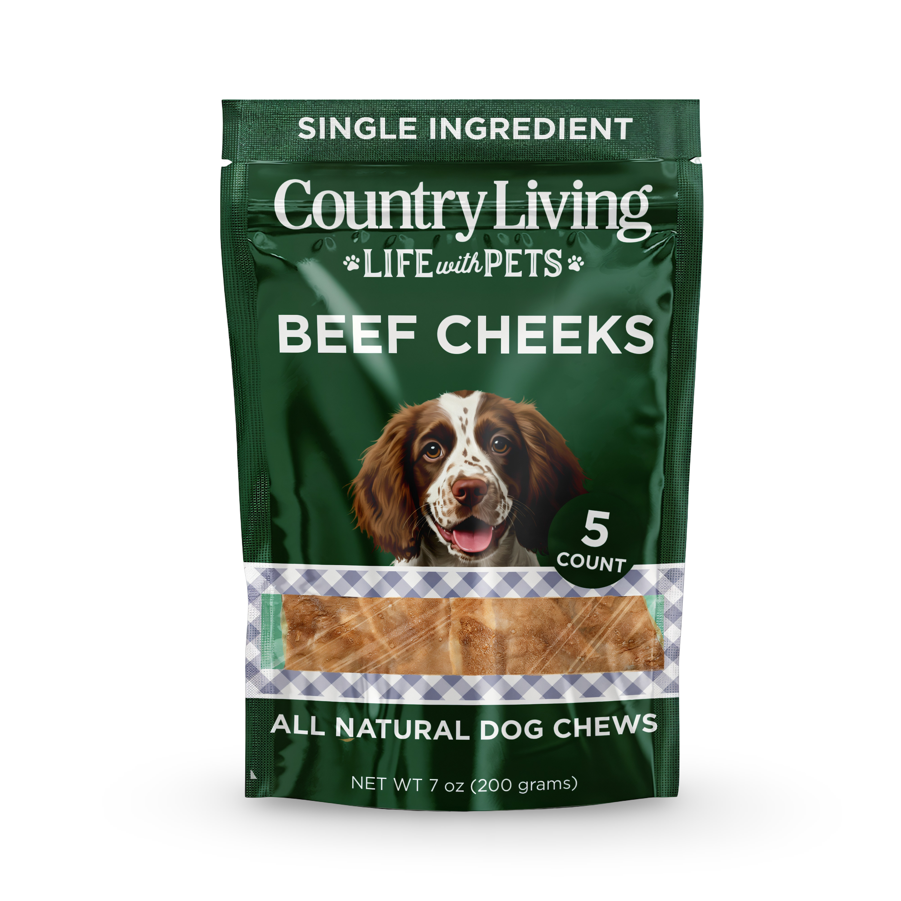 Small Beef Cheek Chews: Chicken Flavored | 5 Ct | Long-Lasting | by Country Living