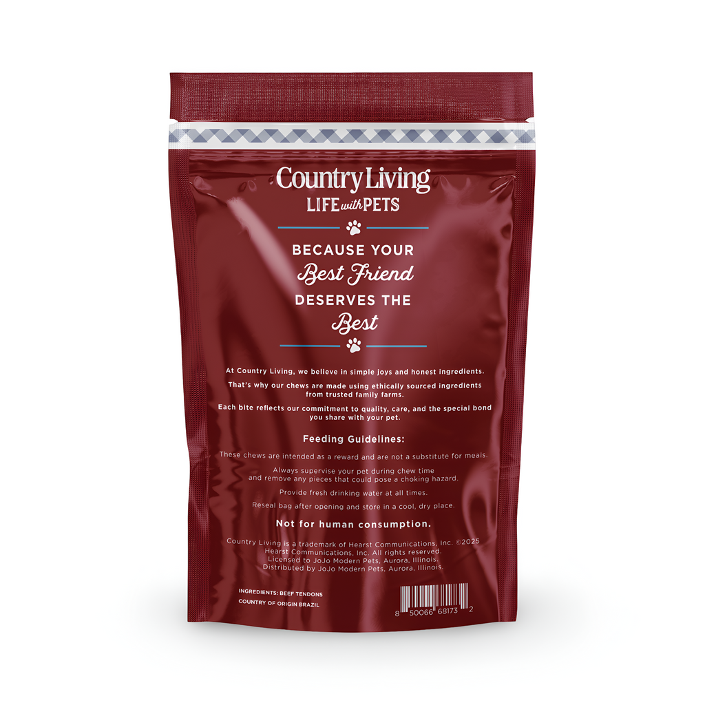 Small-Medium Beef Tendon Dog Chews | 5 Ct | Single-Ingredient | by Country Living