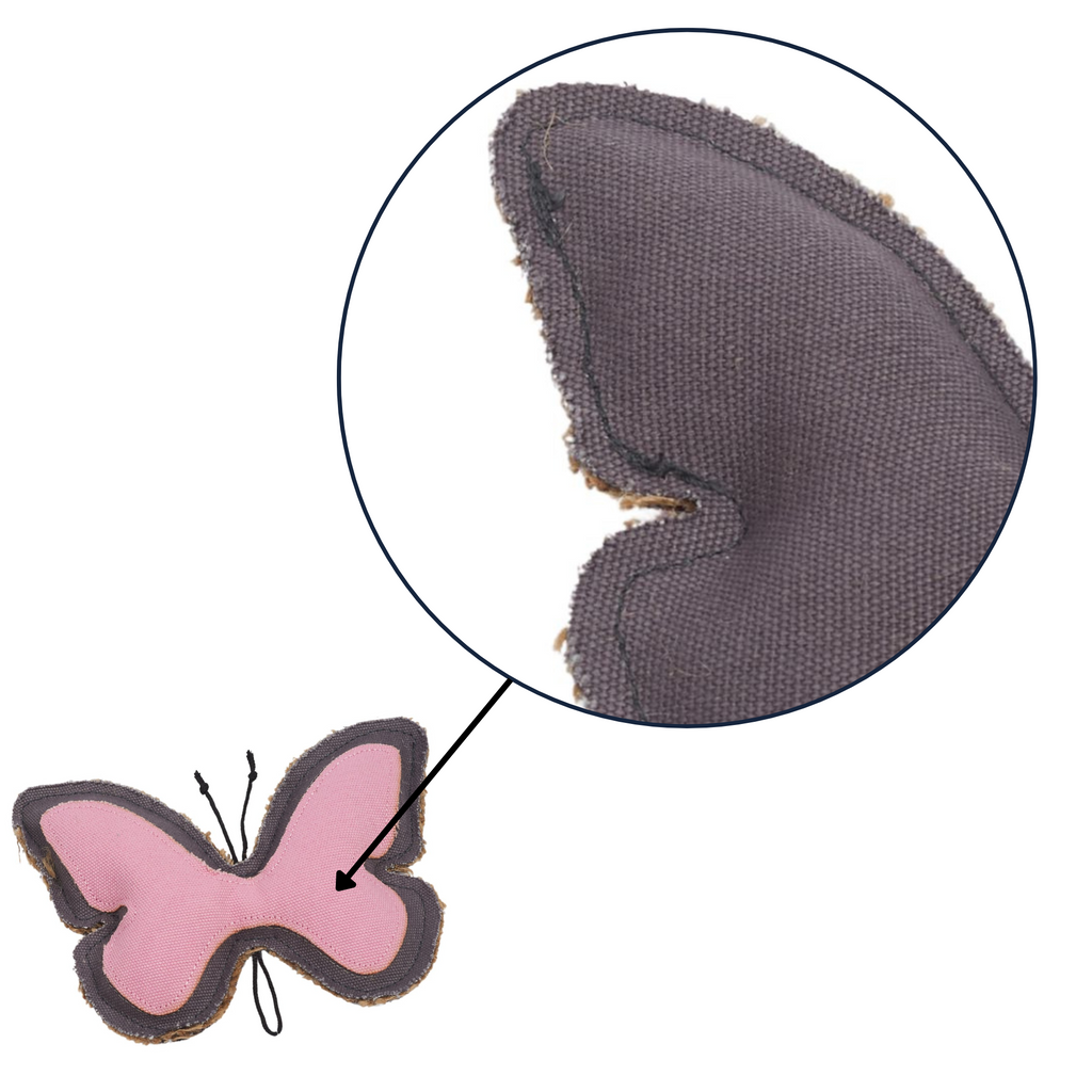 Jute & Canvas Butterfly Dog Toy | Durable Natural Fiber Chew for Small Dogs | by Country Living