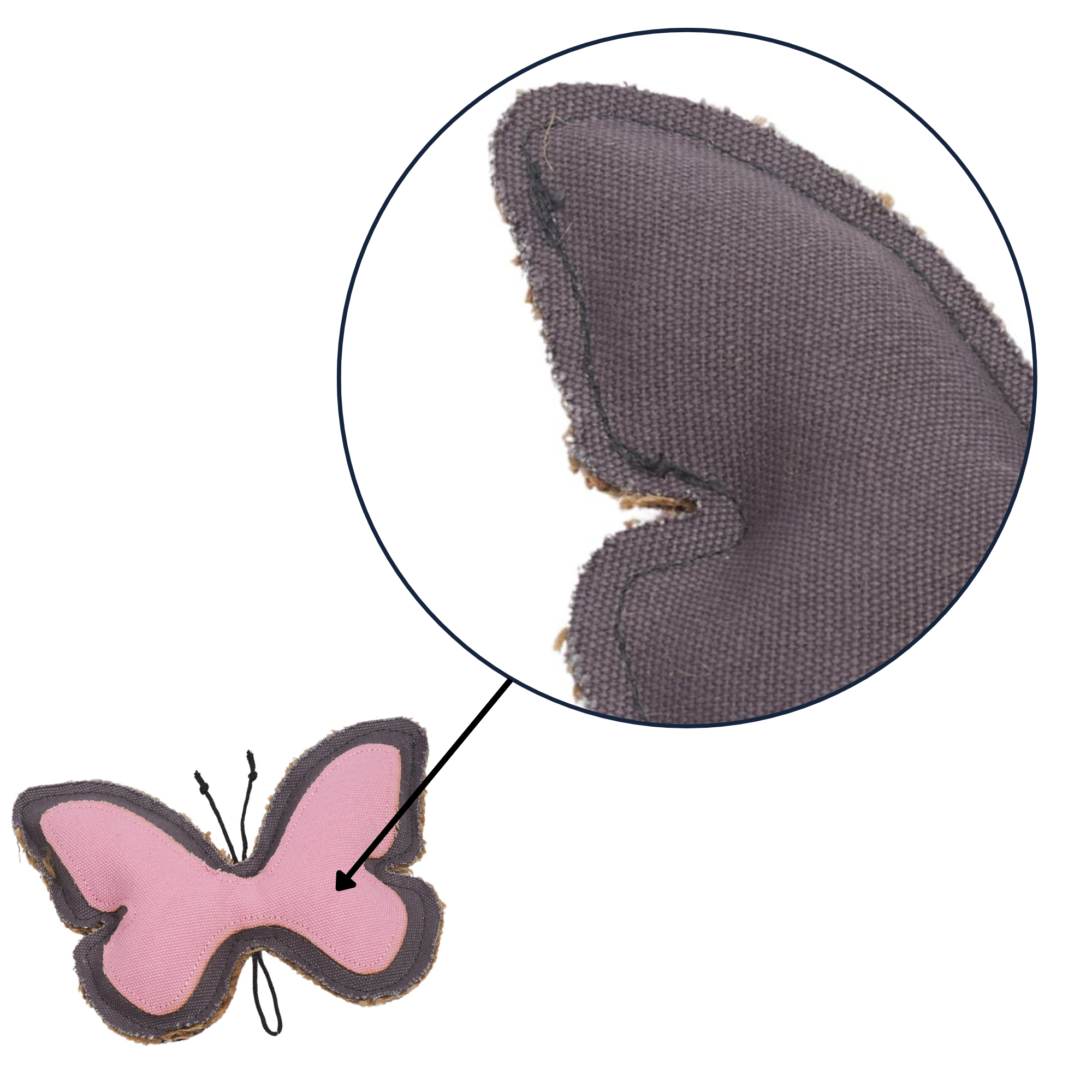 Jute & Canvas Butterfly Dog Toy | Durable Natural Fiber Chew for Small Dogs | by Country Living