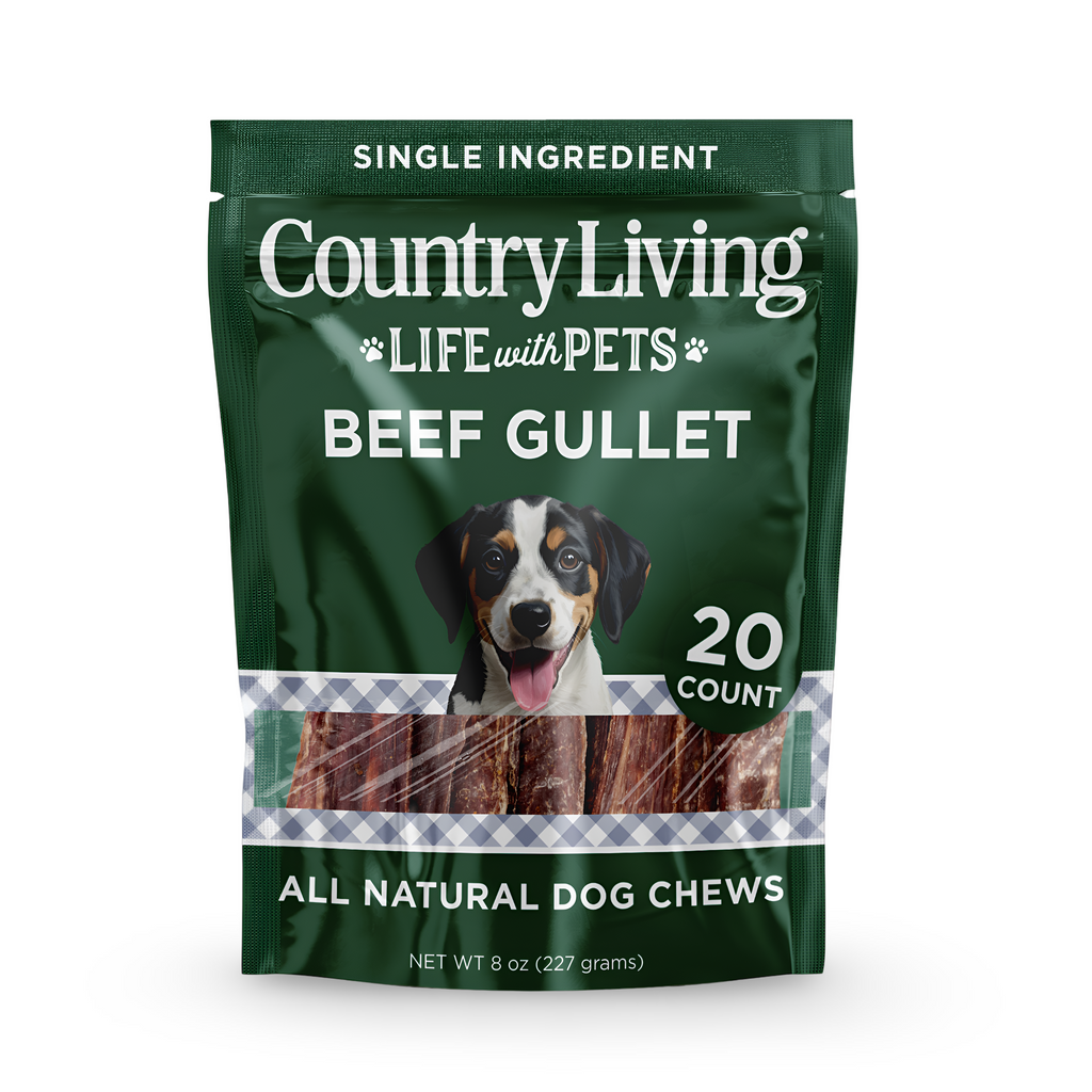 6-Inch Beef Gullet Flats | 20 Ct | Light Rawhide Alternative | Country Living