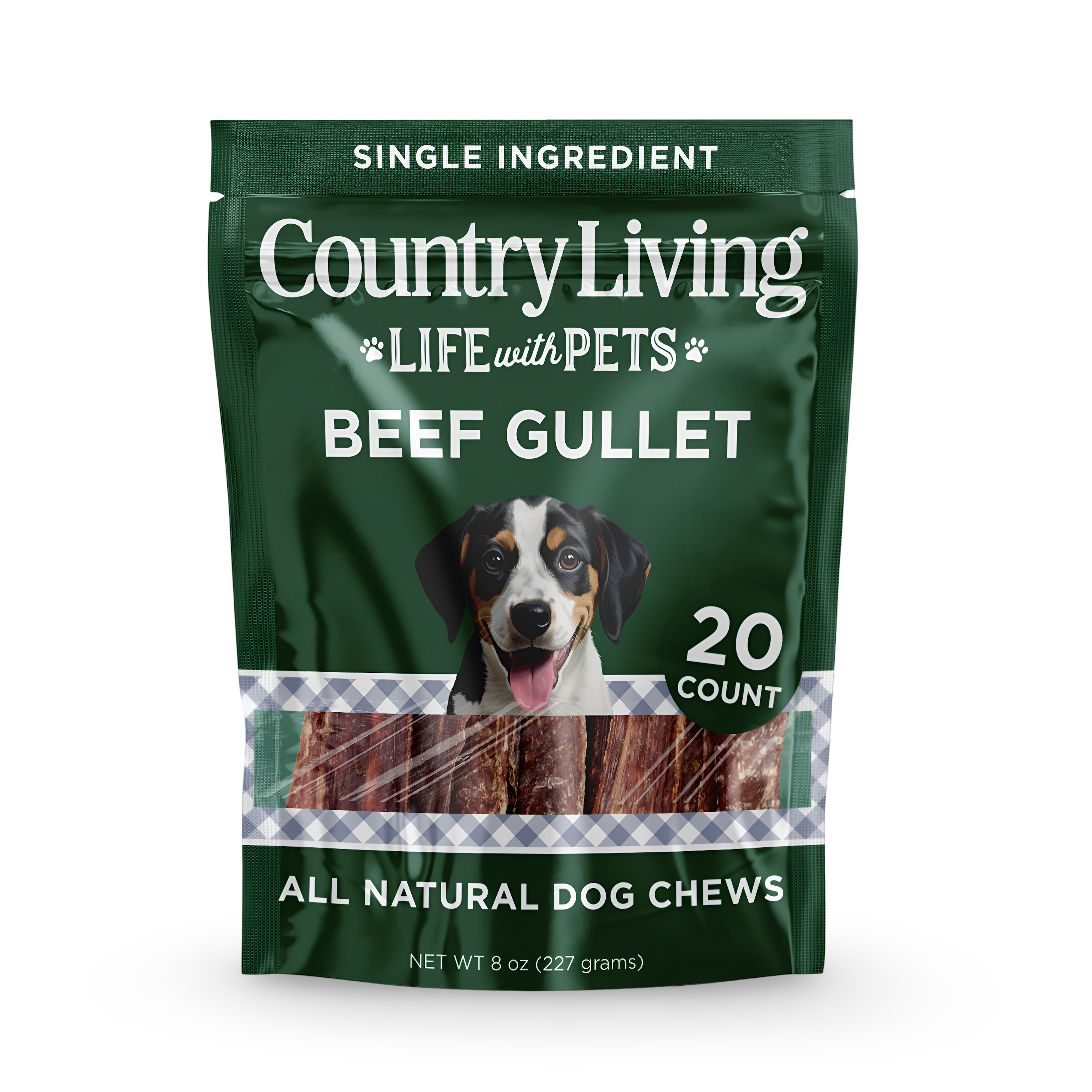 6-Inch Beef Gullet Flats | 20 Ct | Light Rawhide Alternative | Country Living