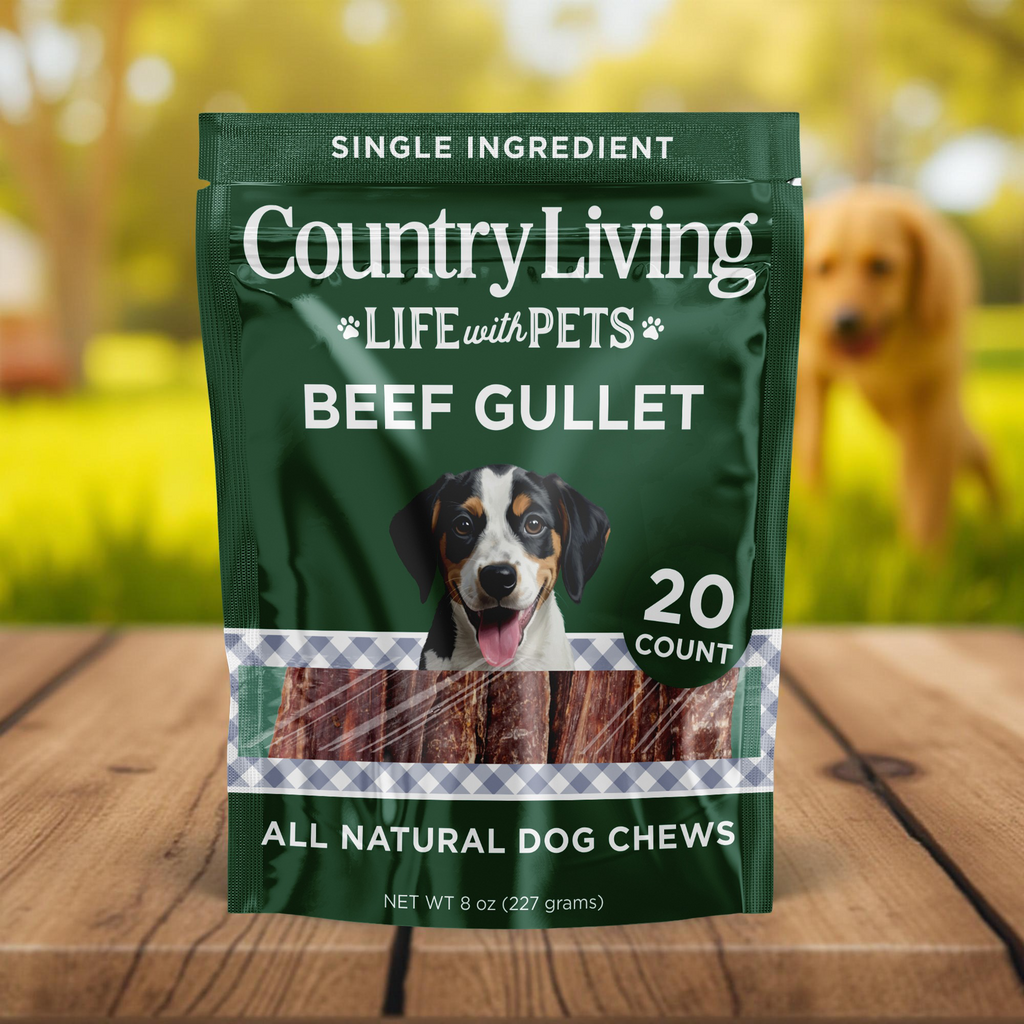 6-Inch Beef Gullet Flats | 20 Ct | Light Rawhide Alternative | Country Living