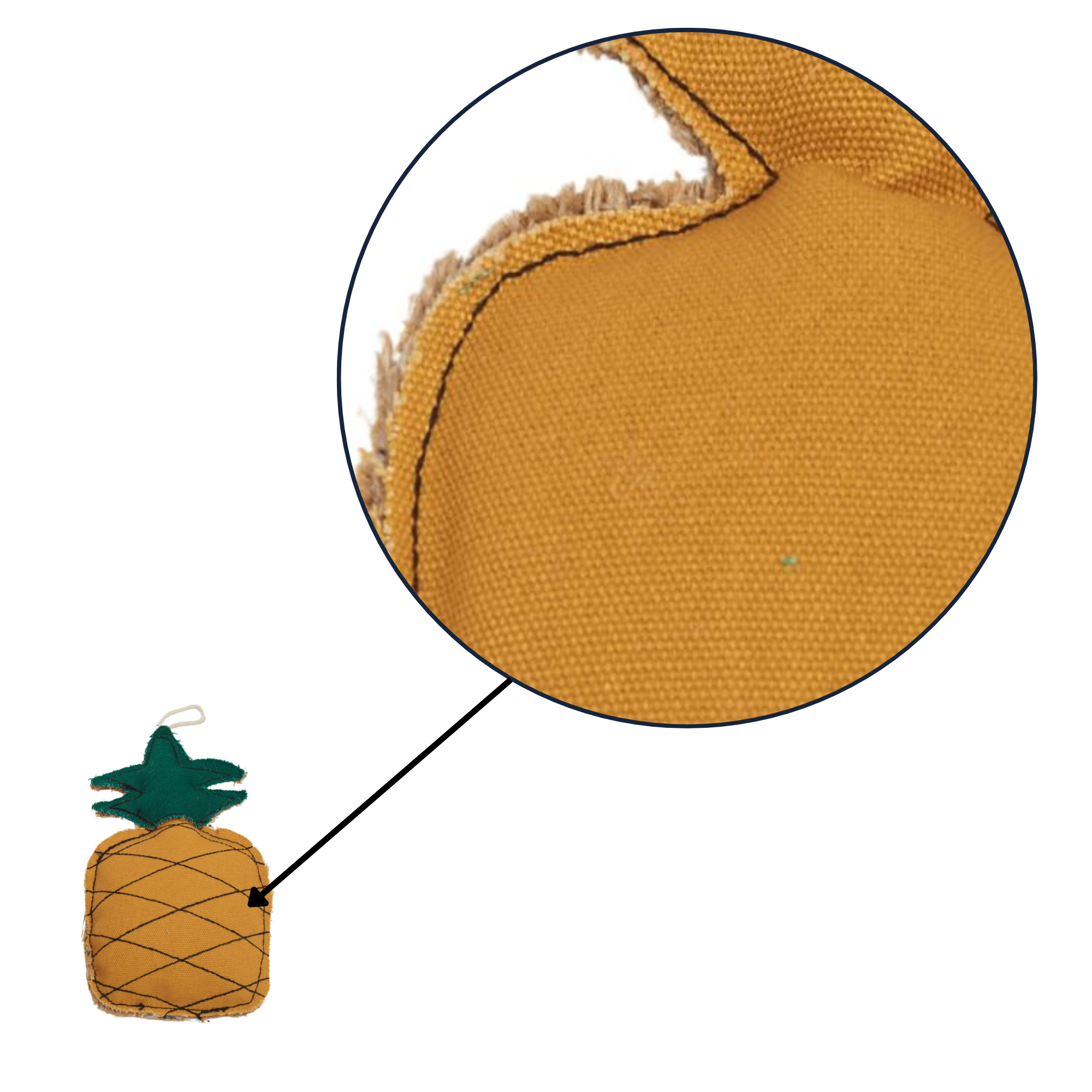 Jute & Canvas Pineapple Dog Chew Toy | Durable Natural Fiber Chew for Small Dogs | Country Living