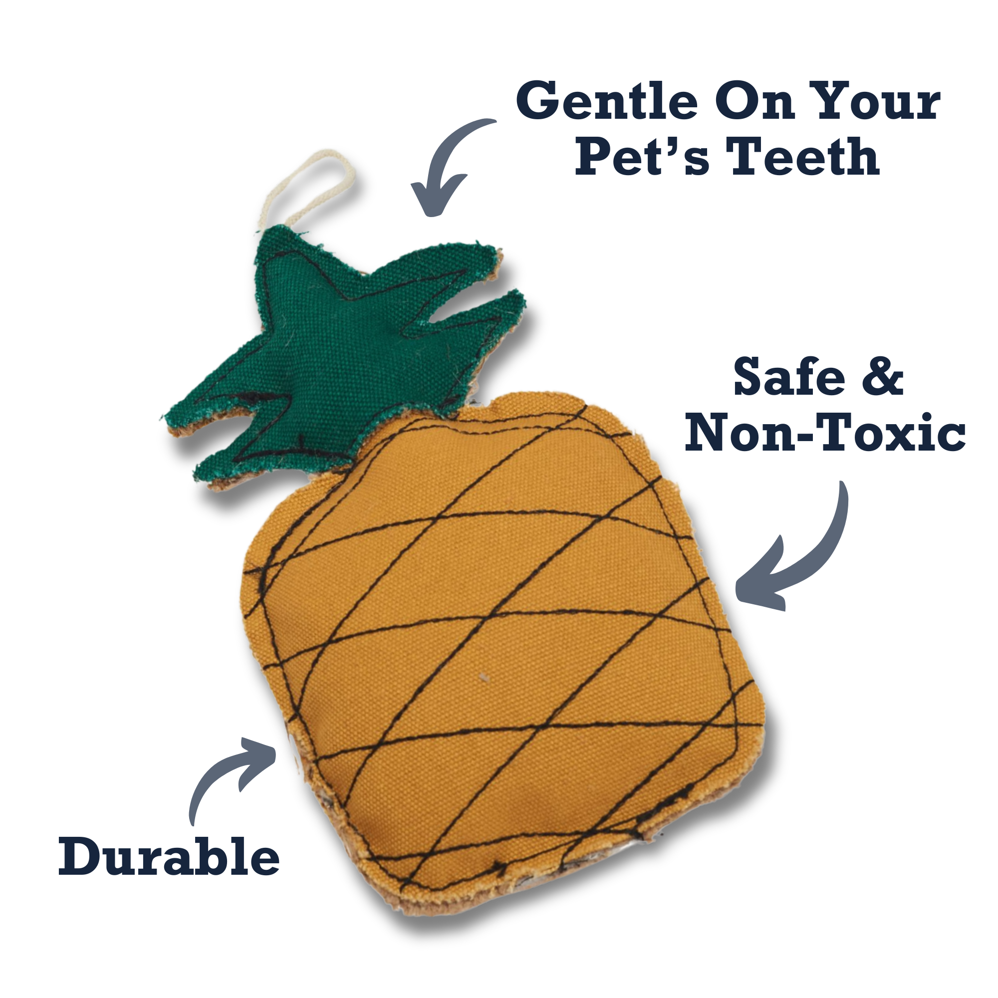Jute & Canvas Pineapple Dog Chew Toy | Durable Natural Fiber Chew for Small Dogs | Country Living