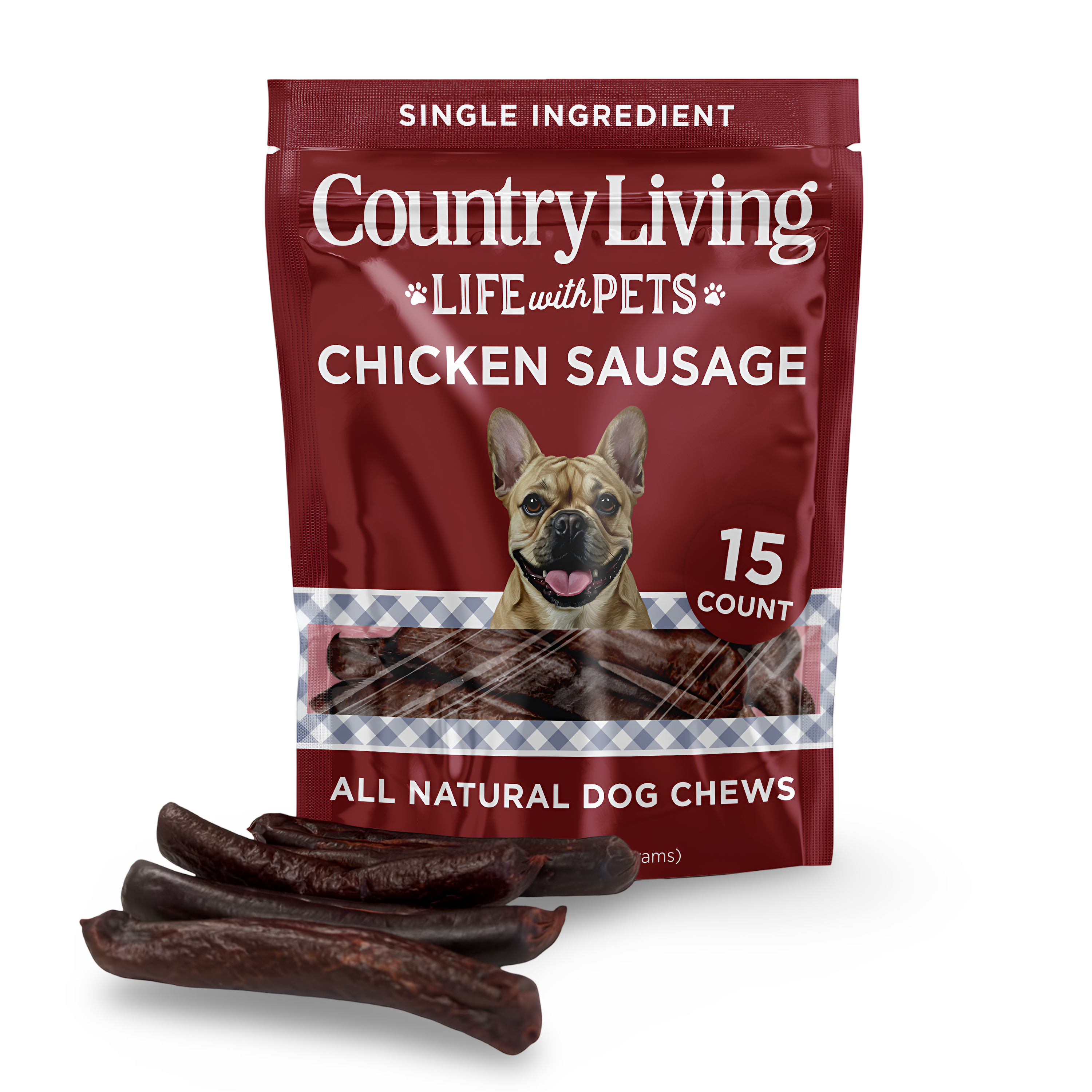 Small Chicken Sausage Treats: Beef Flavored | 15 Ct | Grain Free | by Country Living