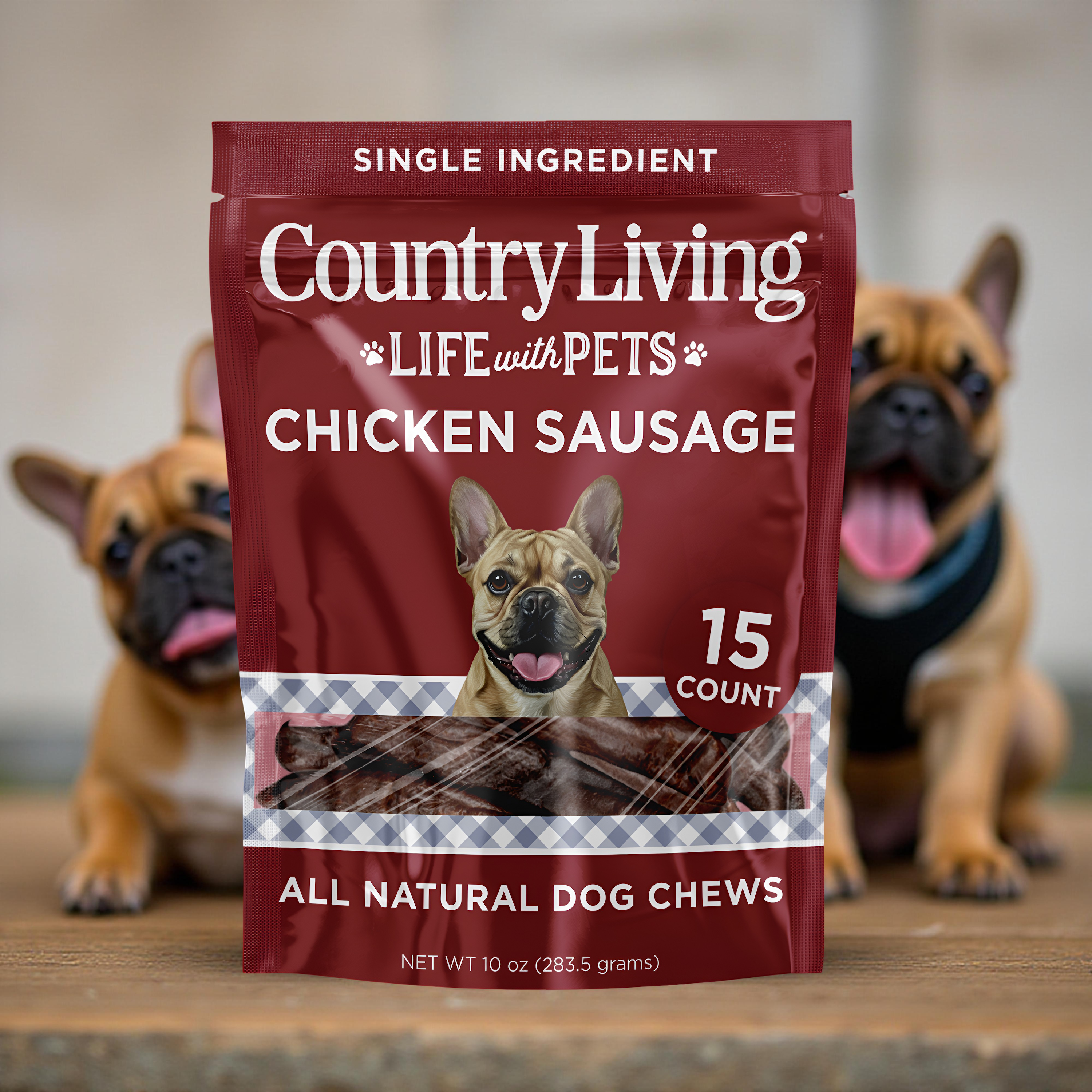 Small Chicken Sausage Treats: Beef Flavored | 15 Ct | Grain Free | by Country Living