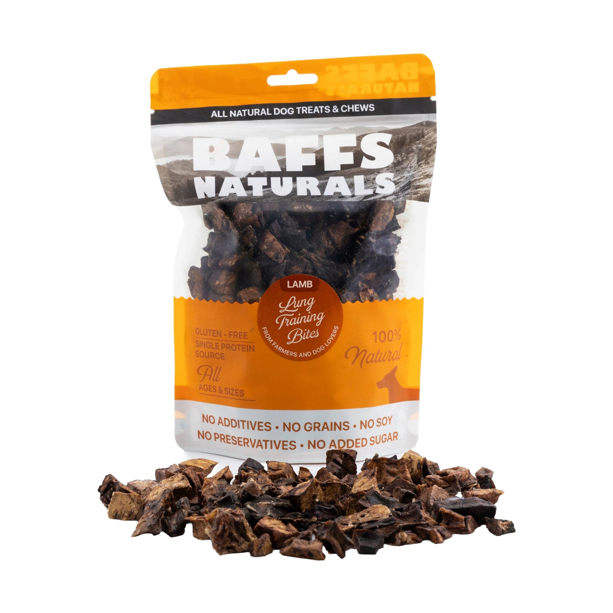 Freeze-Dried Lamb Lung Dog Treats | Single-Ingredient Training Bites | by Baffs Naturals (7 oz) BAFFS NATURALS