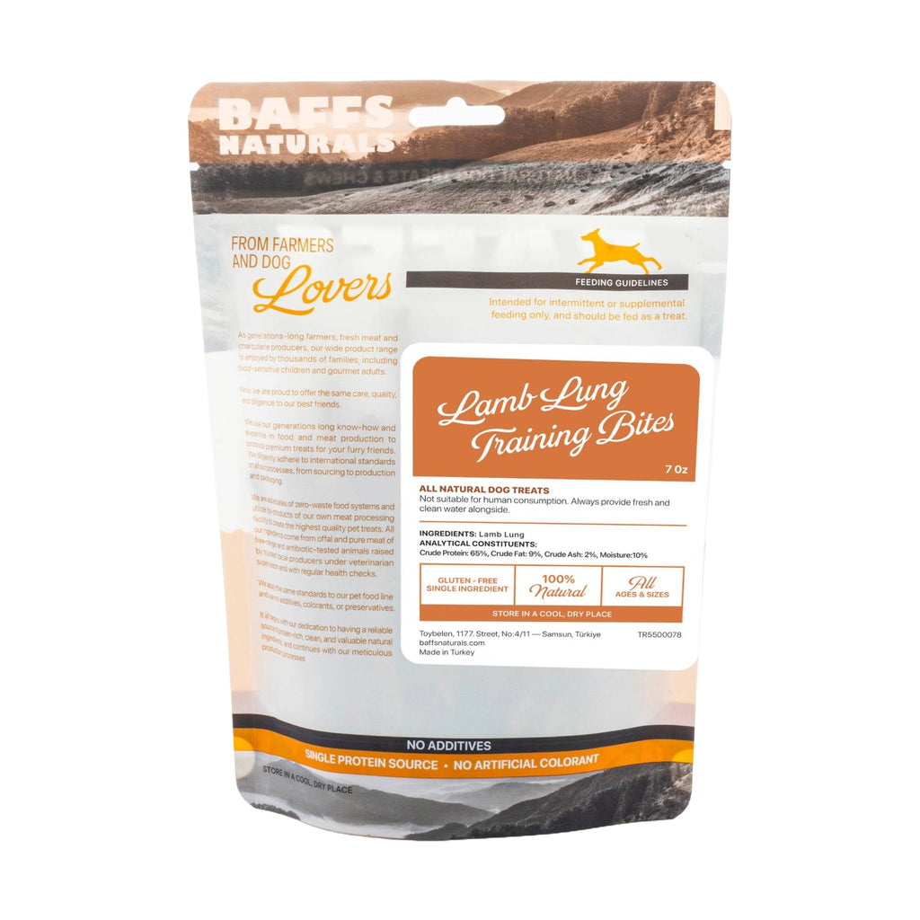 Freeze-Dried Lamb Lung Dog Treats | Single-Ingredient Training Bites| 7 oz | by Baffs Naturals