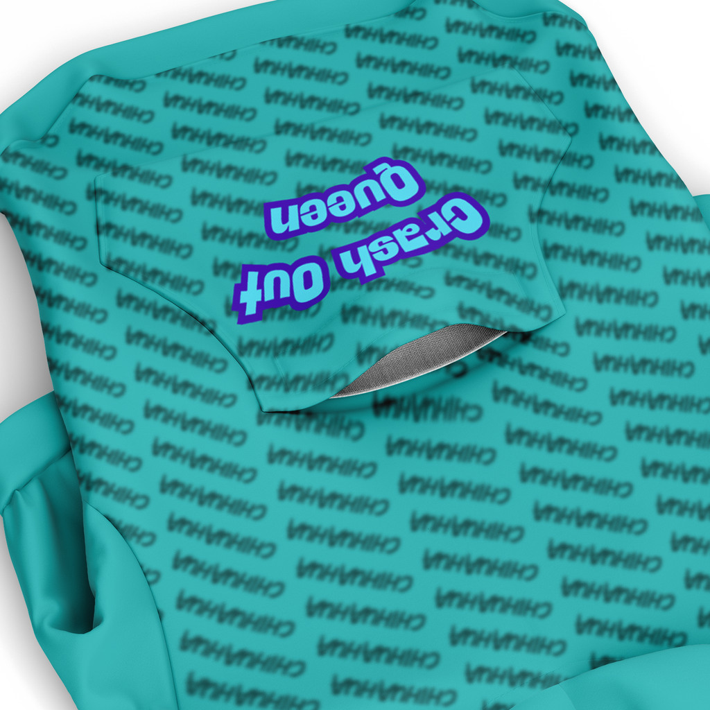 Chihuahua Crash Out Hoodie | Recycled Fiber | Queen - Teal