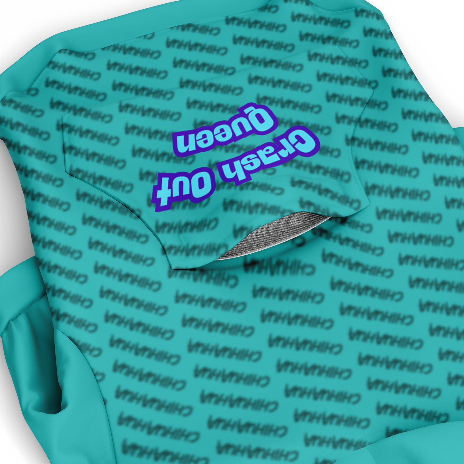 Chihuahua Crash Out Hoodie | Recycled Fiber | Queen - Teal